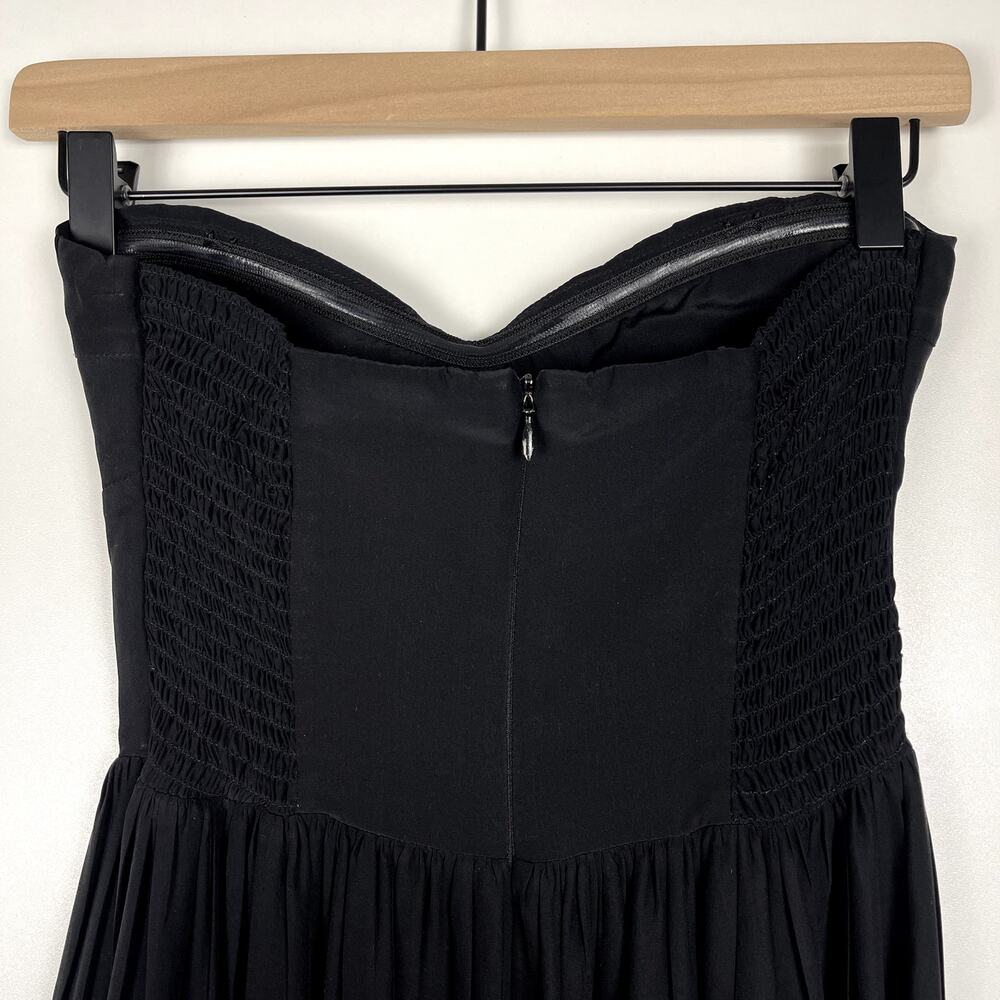 Amanda Uprichard Black Strapless‎ Silk Midi Dress Small Cocktail Party Revolve - Picture 9 of 16